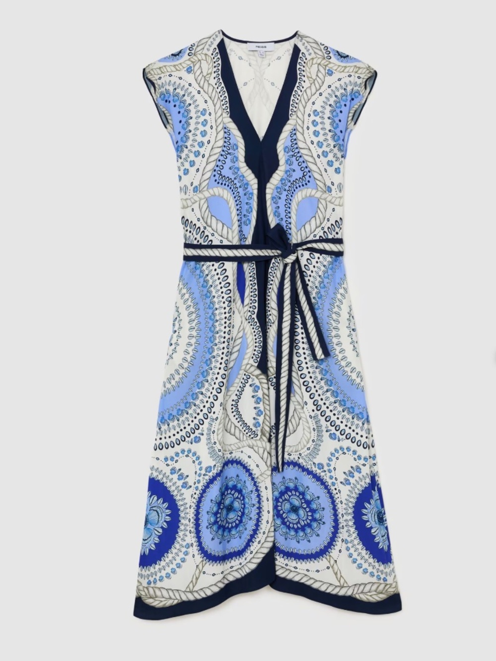 NEW/missing belt, Reiss Heidi Scarf Print Belted Midi Dress Sz 8- 85%OFF! - Picture 2 of 12